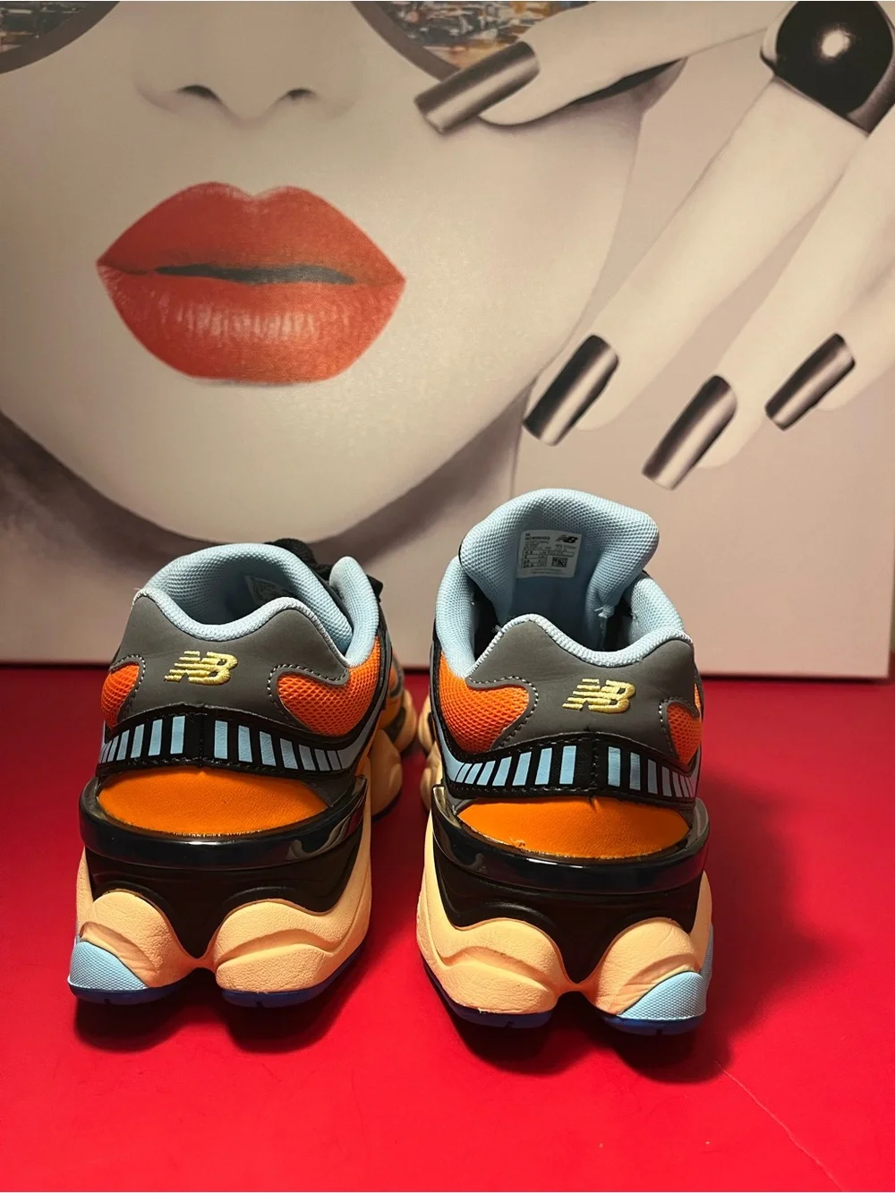 New Balance Kids Orange, Black & Light Blue Sneakers